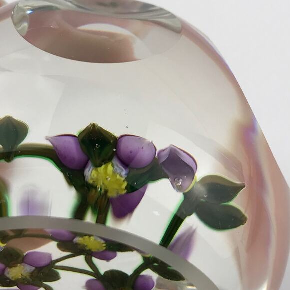Perthshire PP221 2000 Amethyst & Yellow Flower Bouquet Faceted Paperweight Cert - Picture 16 of 16